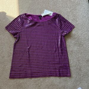 J. Crew Purple Sequin Striped Blouse